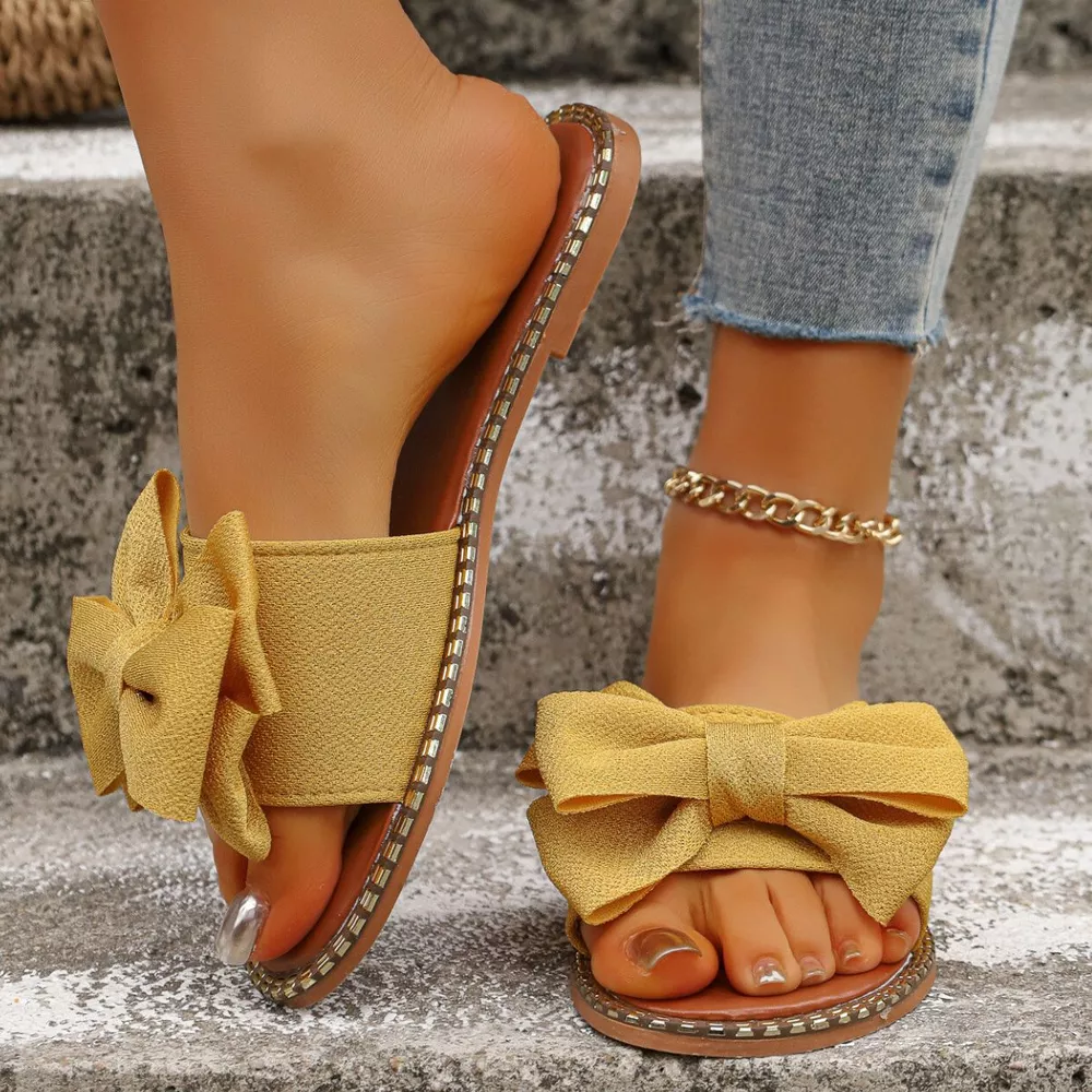 Bowknot Embellished Flat Sandals, image 11