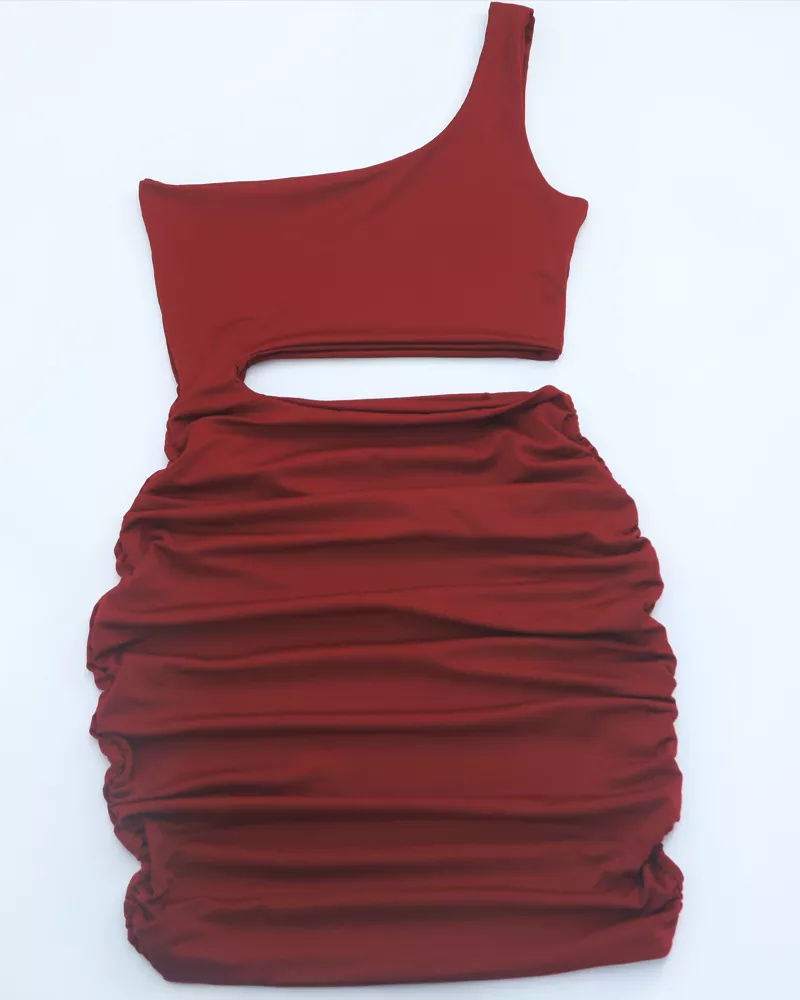One-Shoulder Cutout Ruched Bodycon Mini Dress, image 37