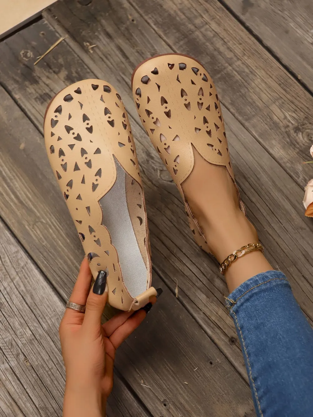 Perforated Leather Slip-On Loafers, image 4