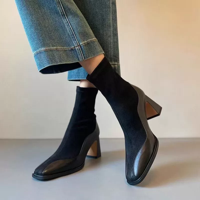 Square Neck Block Heel Boots, image 7
