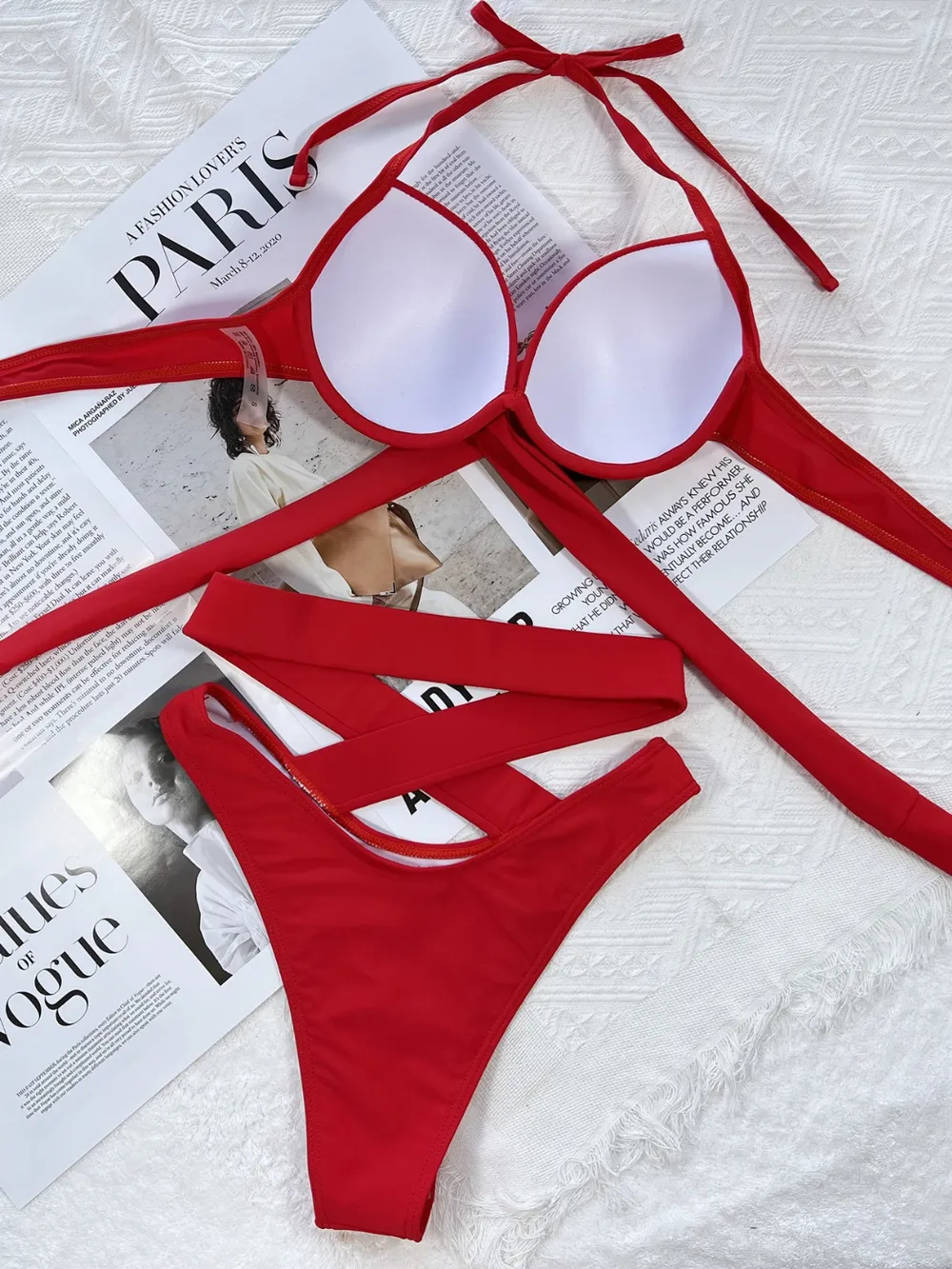 Crisscross Halter Neck Bikini Set, image 14