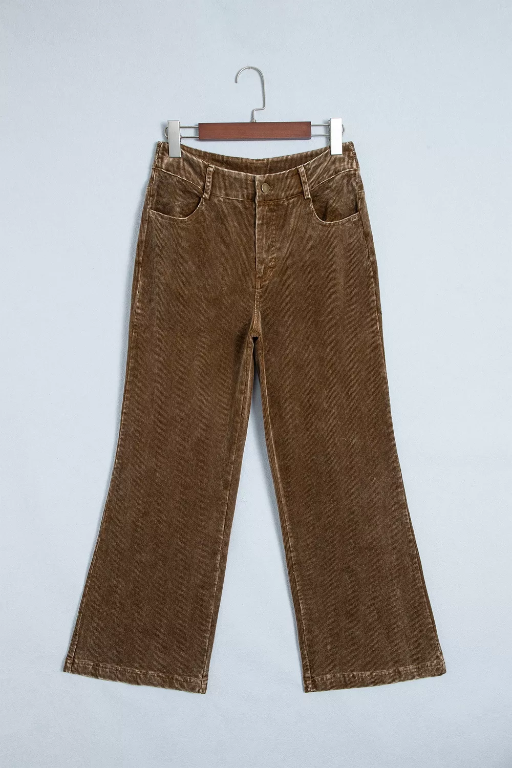Straight Leg Corduroy Metal Button Zip-up Pants, image 5