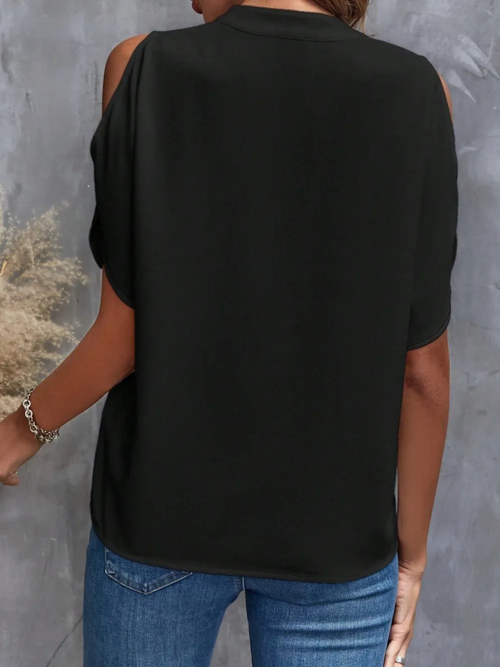 Notched Cold Shoulder Blouse, image 28