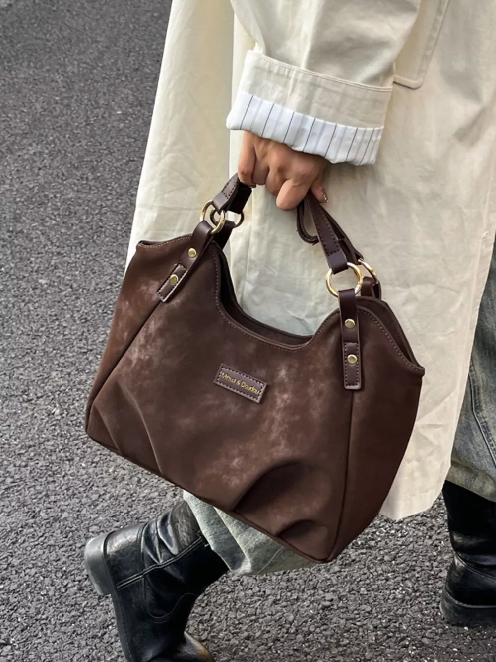 Vintage Suede Handbag, image 8