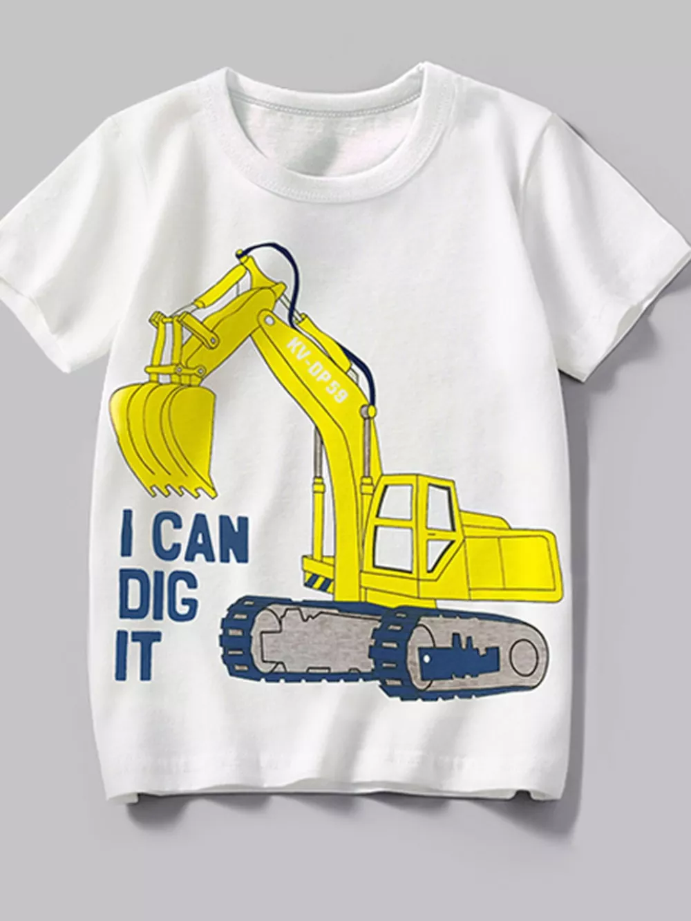 Children's Excavator Graphic Round Neck Tee