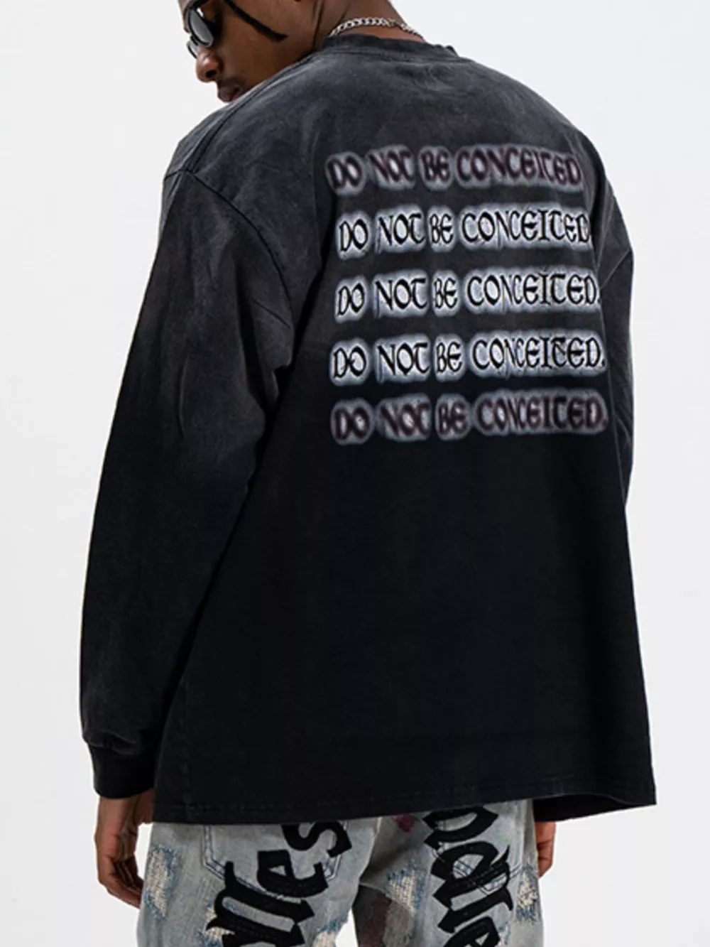Men's Letter Round Neck Long Sleeve T-Shirt, image 4