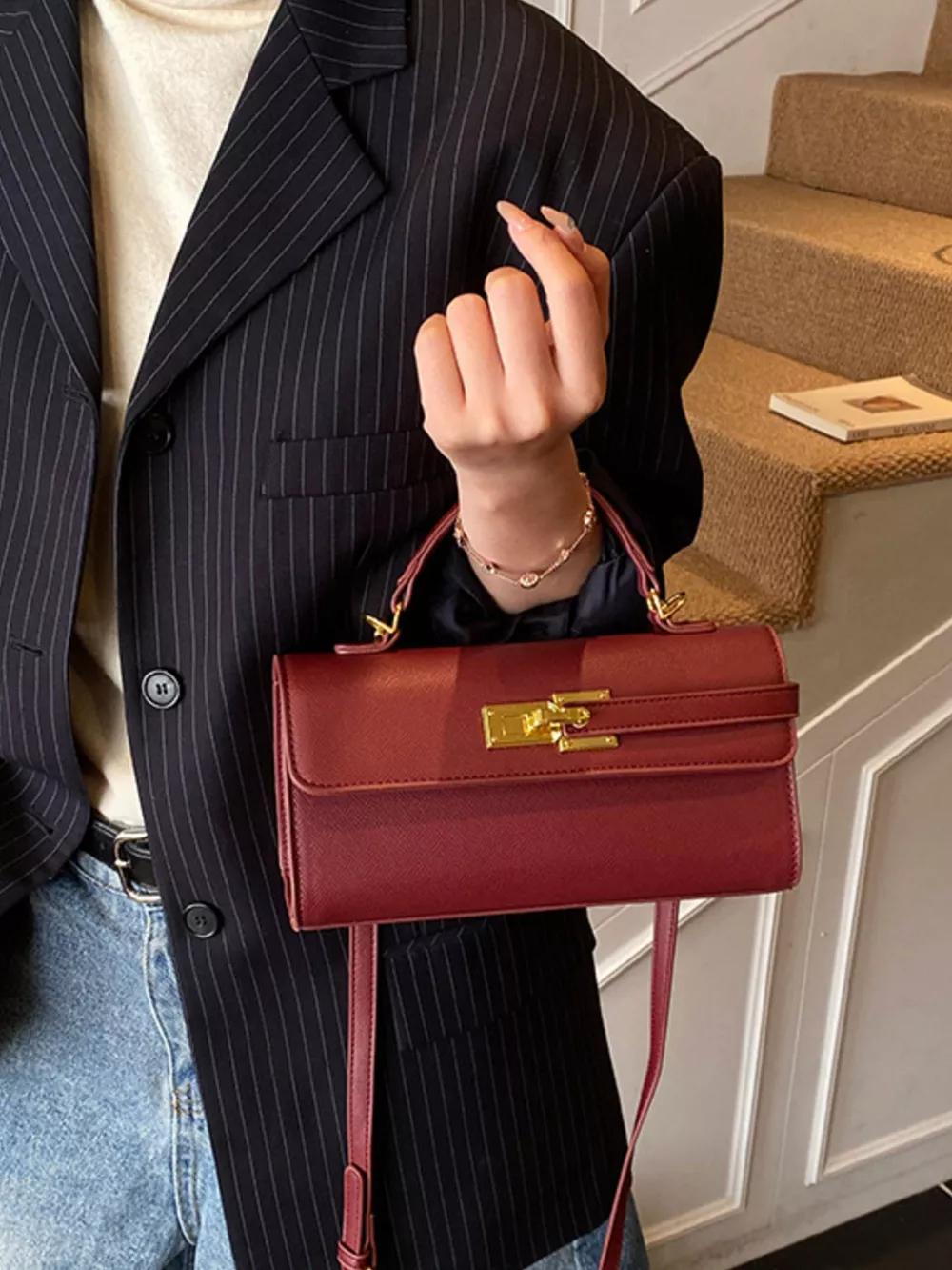 Golden Clasp Crossbody Bag, image 7