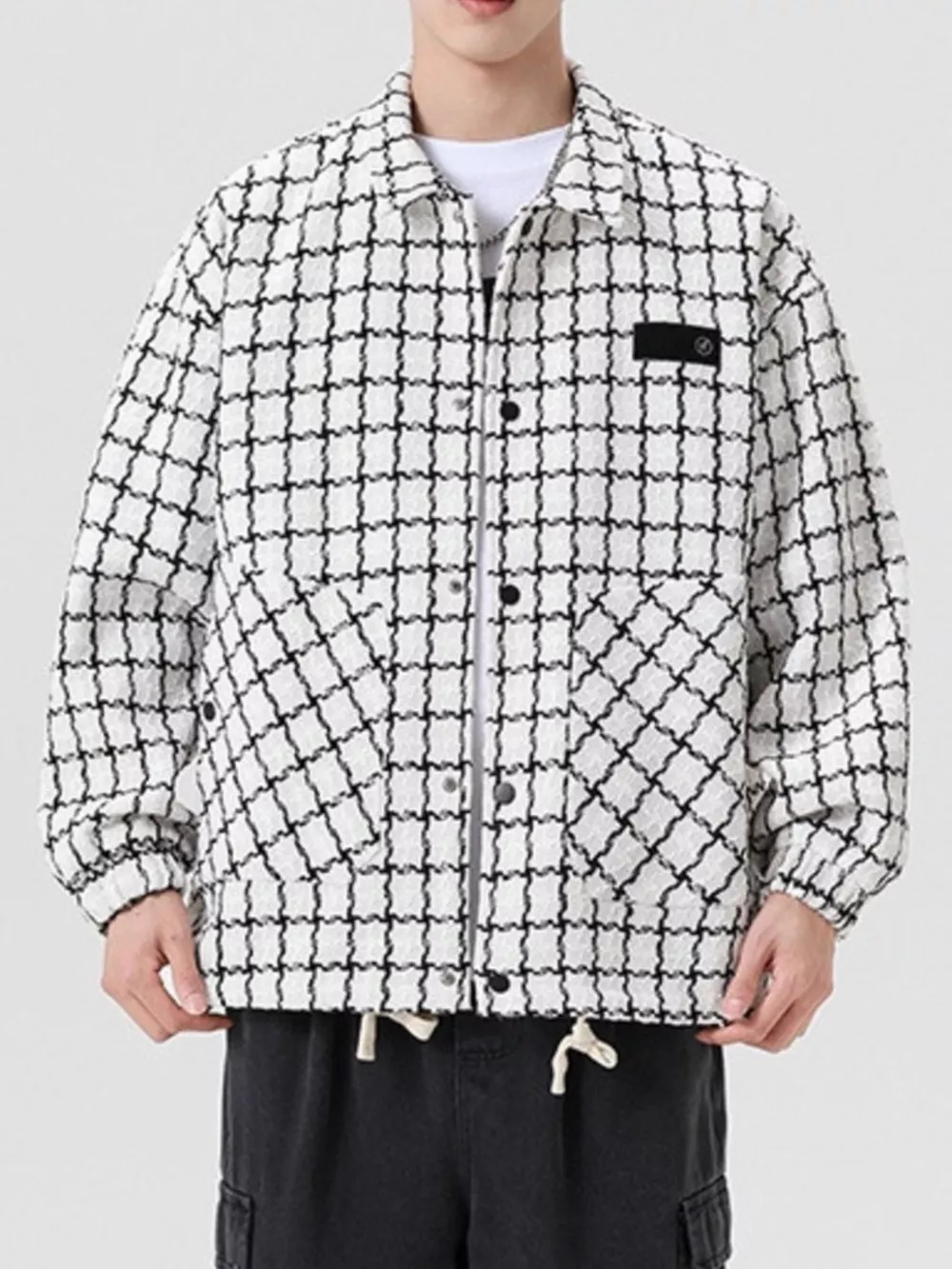 Men's Full Size Plaid Button Up Casual Jacket Plus Size, image 2