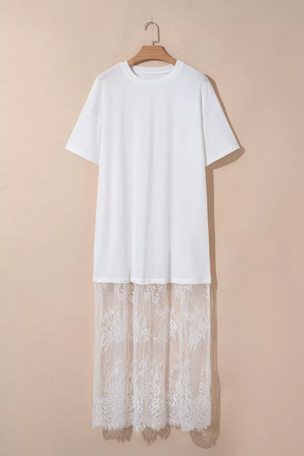 Lace Patchwork Casual T-Shirt Dress, image 11