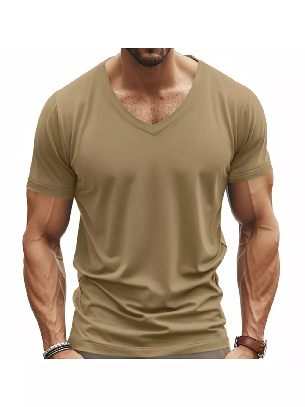 Men's Full Size Slim Fit V-Neck Basic T-Shirt Plus Size, image 13