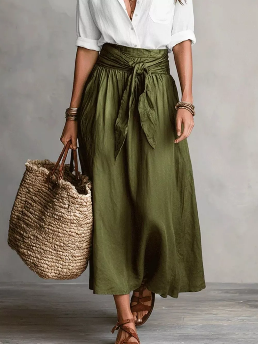 Full Size Button-Down Shirt and Skirt Set Plus Size, image 4