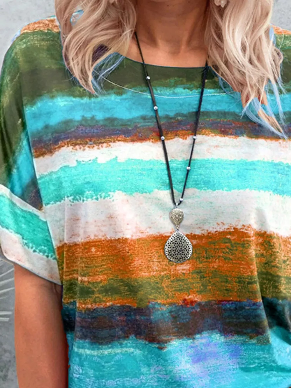 Contrast Round Neck Casual T-Shirt, image 11