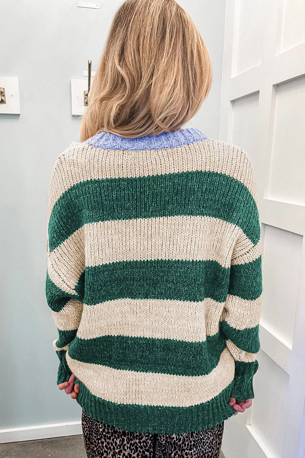 Stripe Striped Colorblock Drop Shoulder Pullover Sweater, image 5