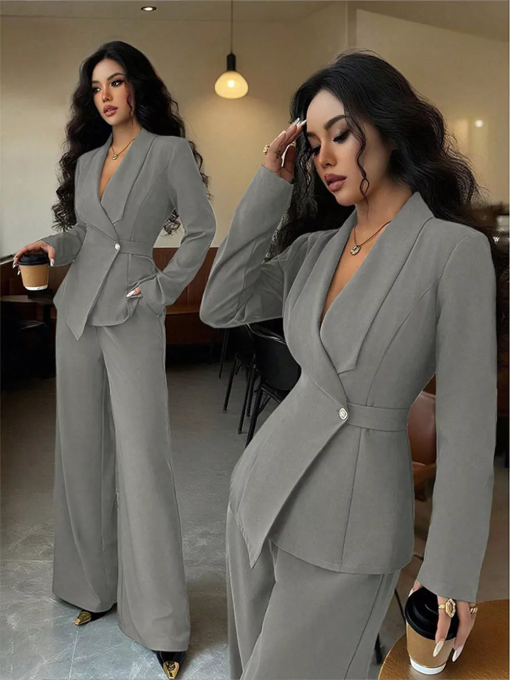 One Button Blazer and Pants Set, image 33