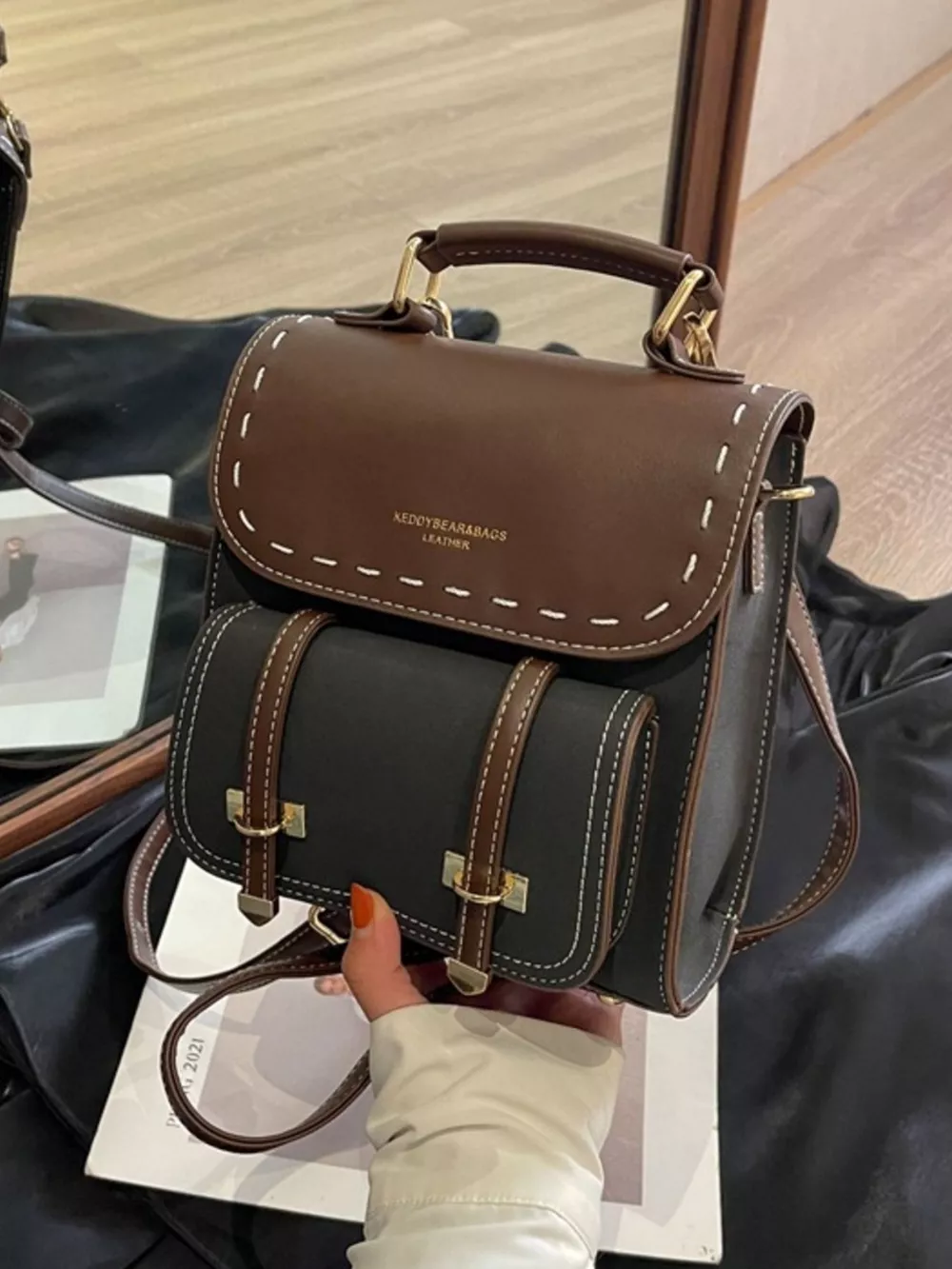 Vintage Style Leather Backpack Bag, image 5