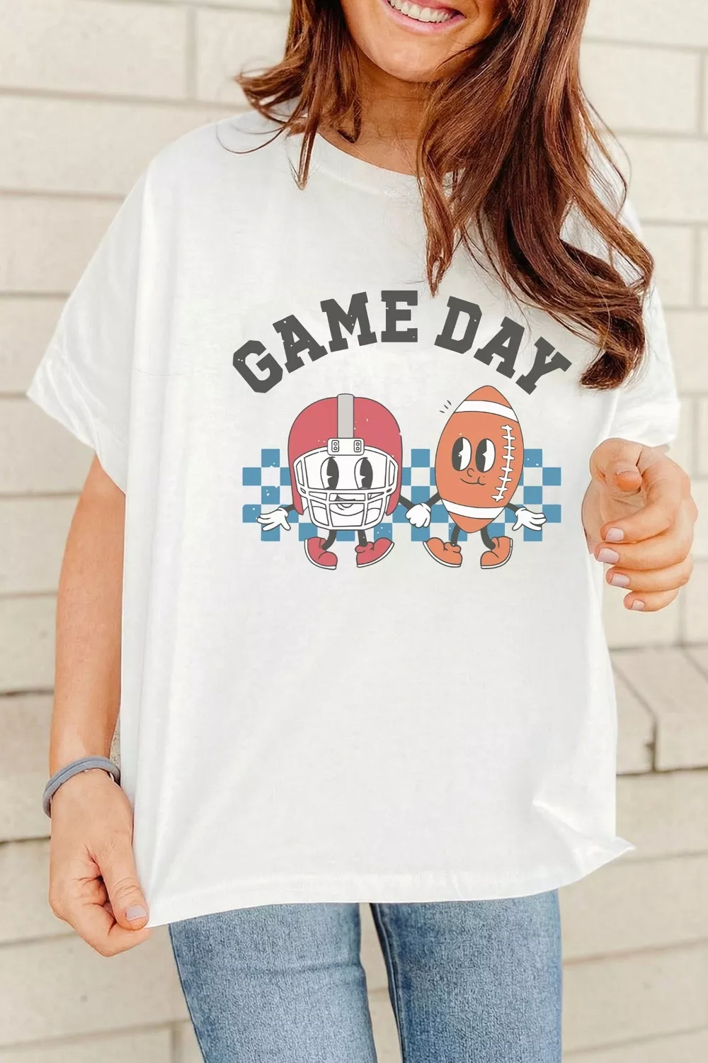 Game Day Football Graphic Casual Loose T Shirt, image 4
