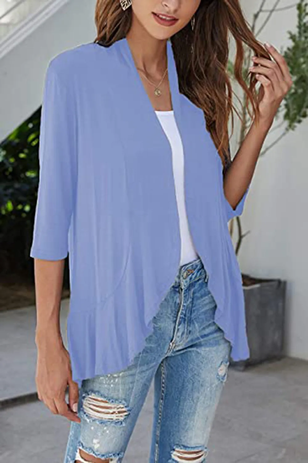 Open Front Three-Quarter Sleeve Cardigan, image 20