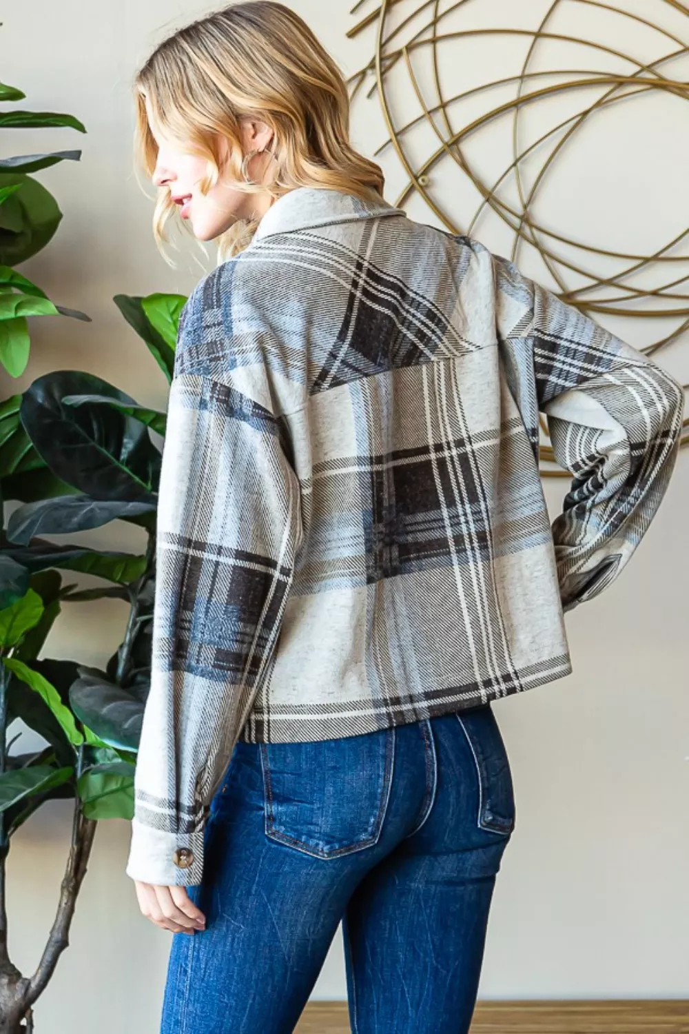 Plaid Button Up Long Sleeve Shacket, image 6