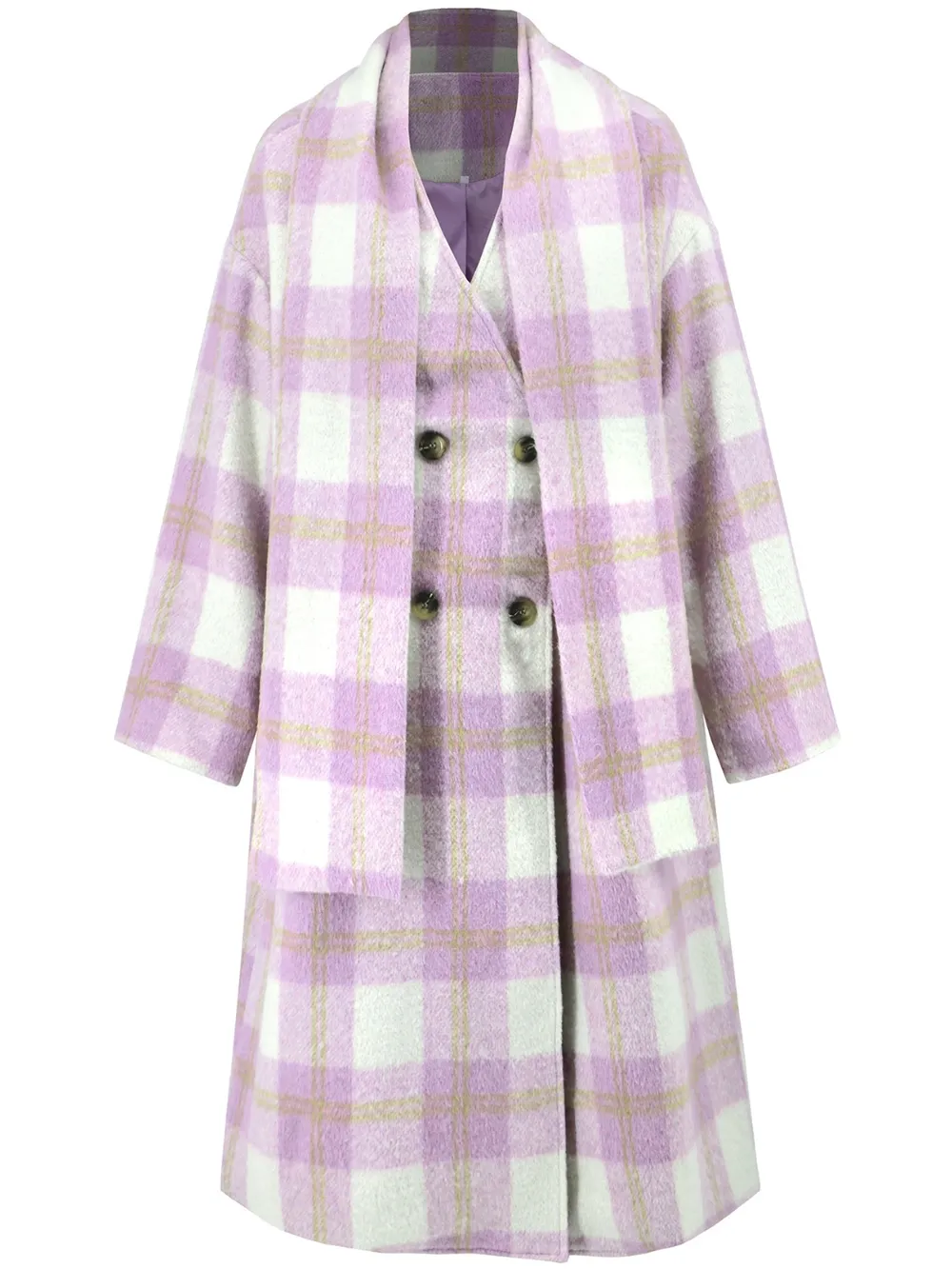 Plaid Button Up Long Sleeve Coat, image 10