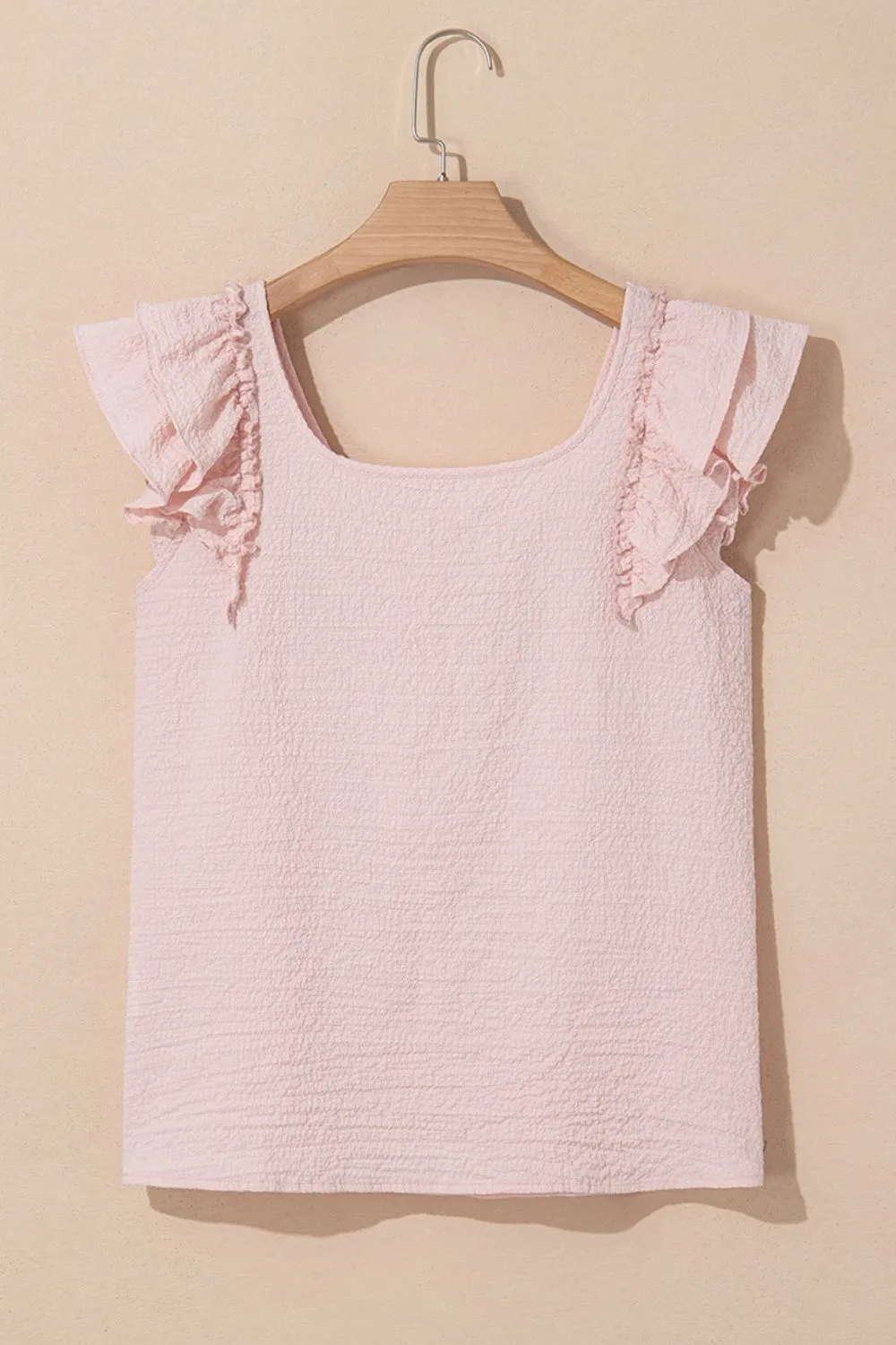 Textured Bow Knot Frilled Butterfly Sleeve Blouse, image 8