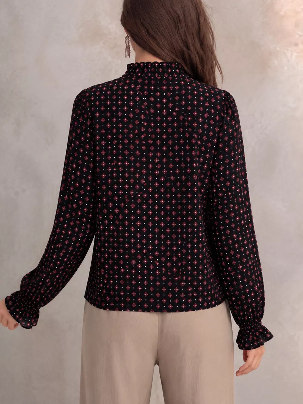 Printed Flounce Sleeve Blouse, image 7