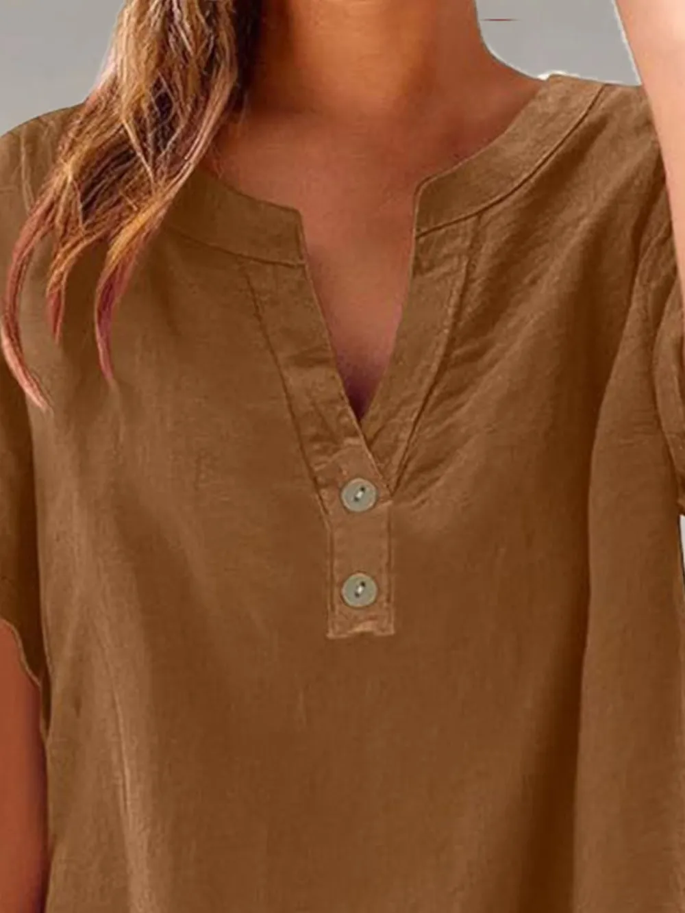 Full Size Notched Short Sleeve Blouse Plus Size, image 14