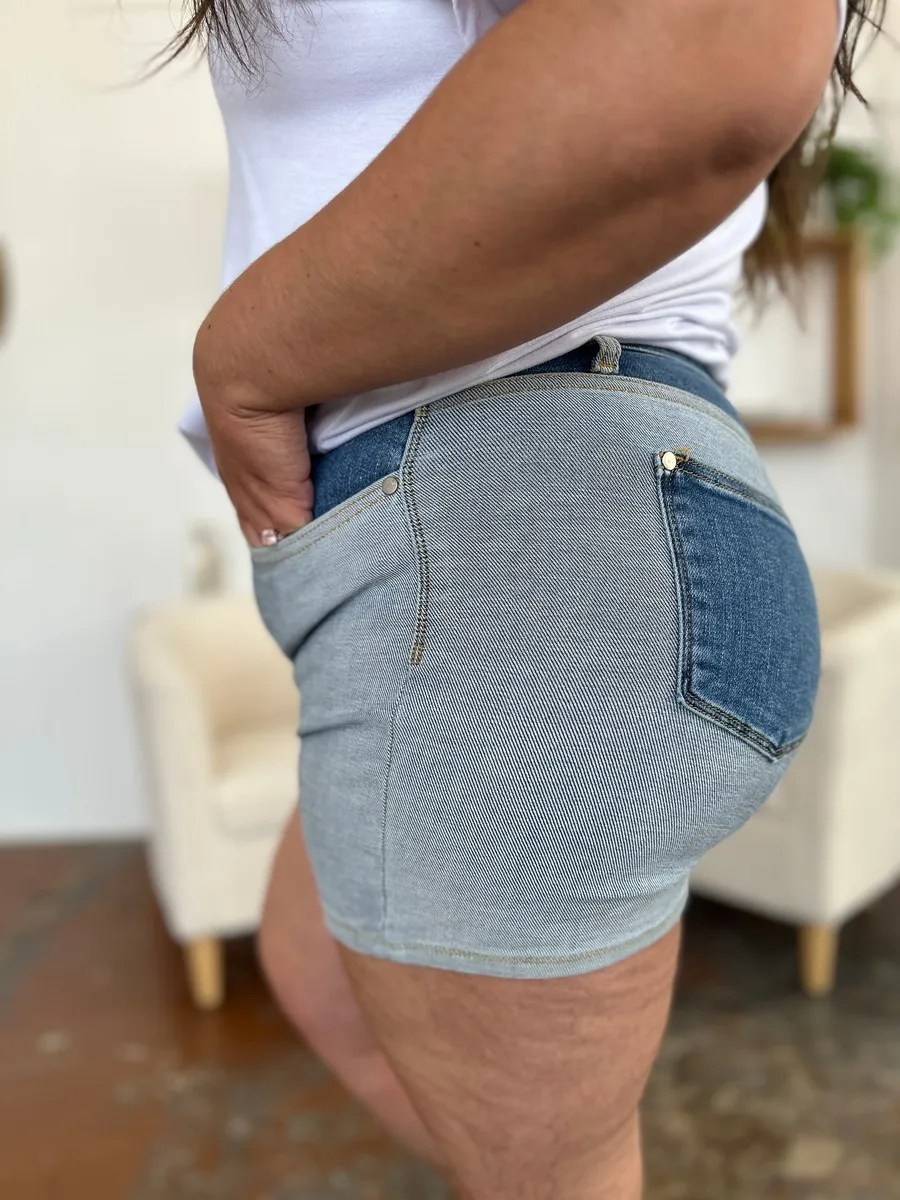 Full Size Color Block Denim Shorts, image 7