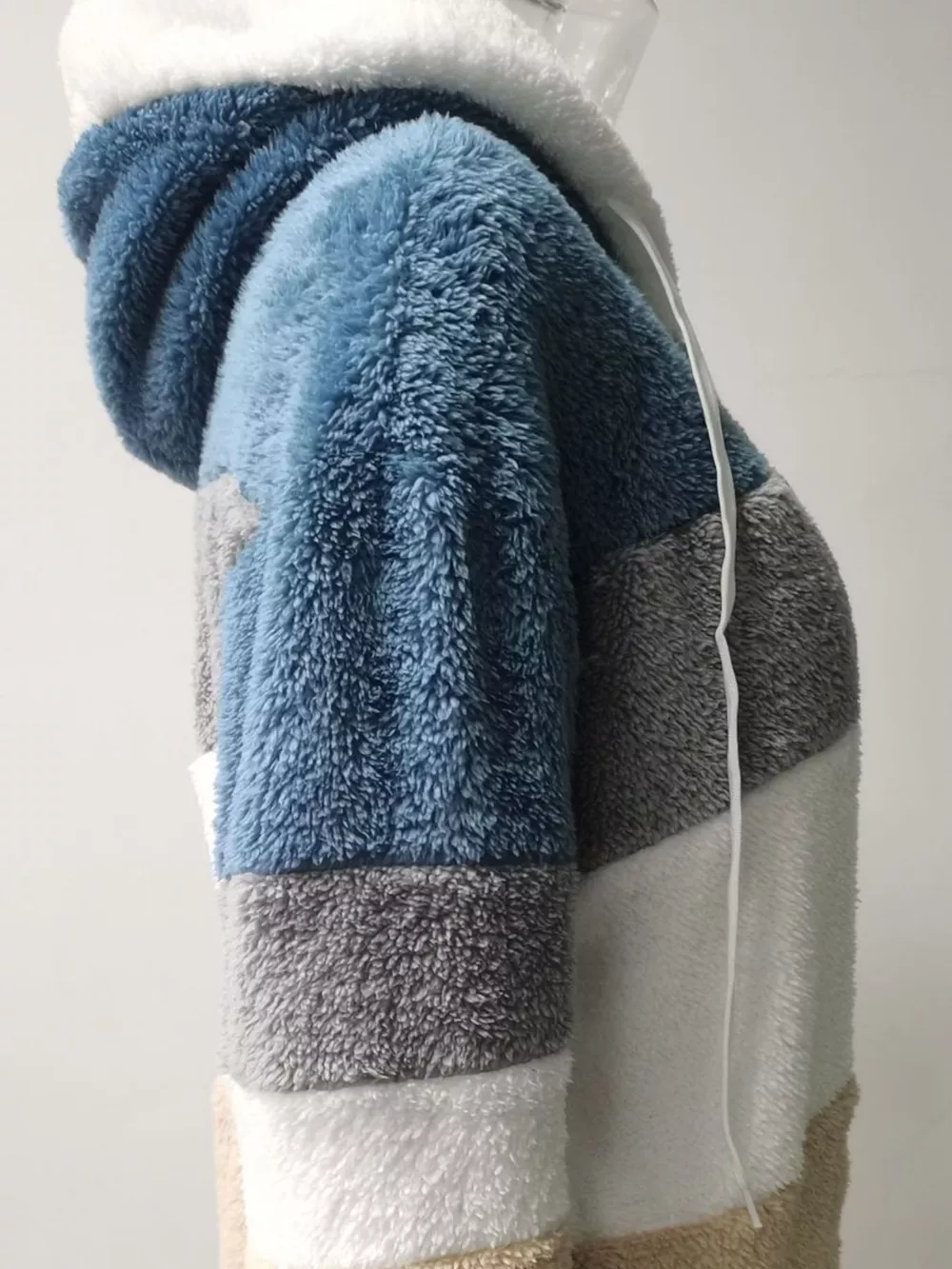 Full Size Fuzzy Zip Up Hooded Outerwear Plus Size, image 7