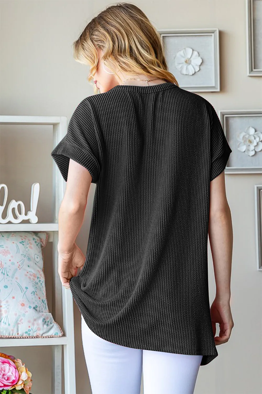 Full Size USA Graphic Short Sleeve Ribbed Top, image 2