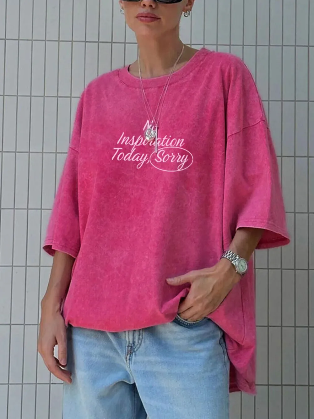 Letter Round Neck Short Sleeve T-Shirt, image 5