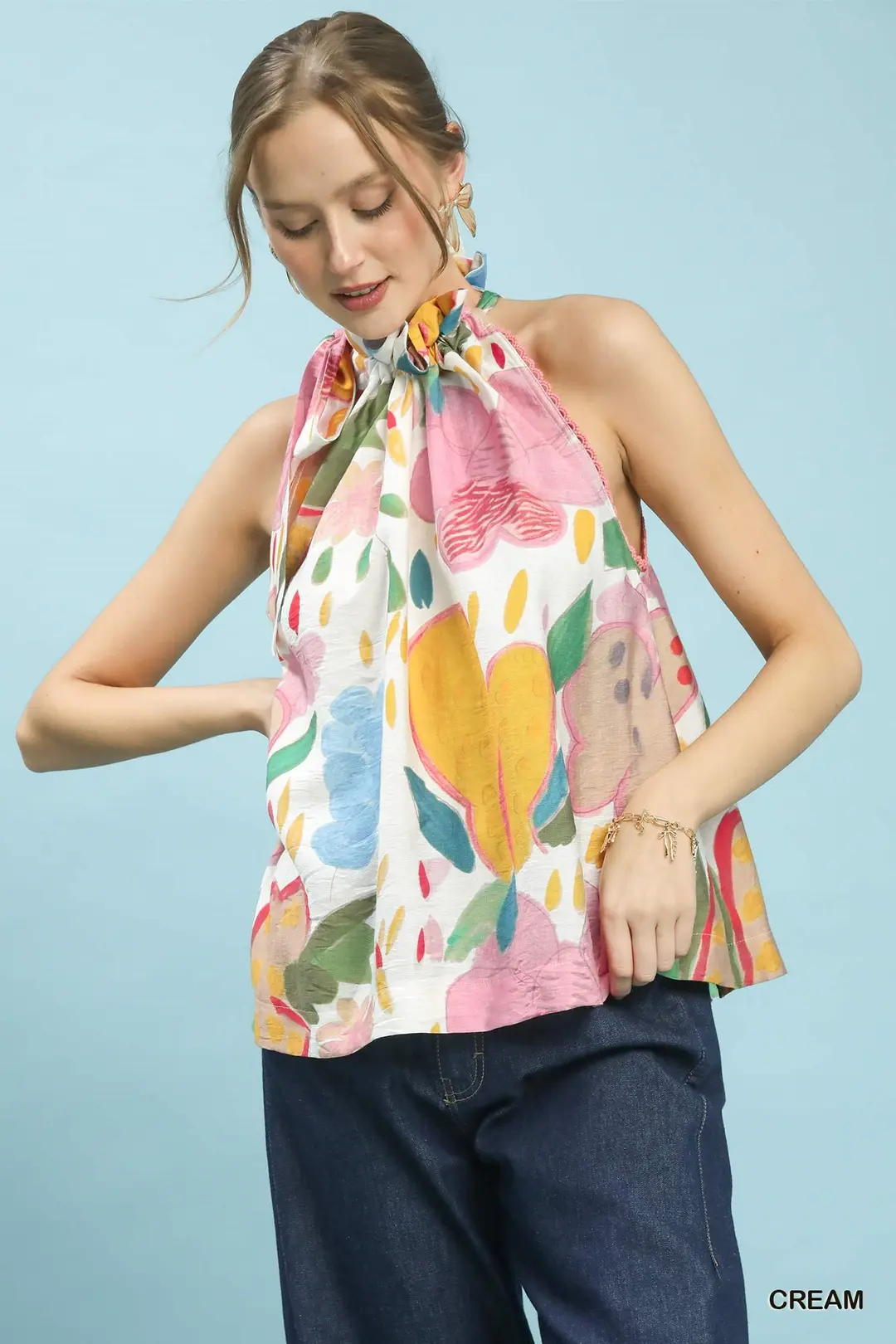 Multi-Color Floral Halter Neck Boho Top