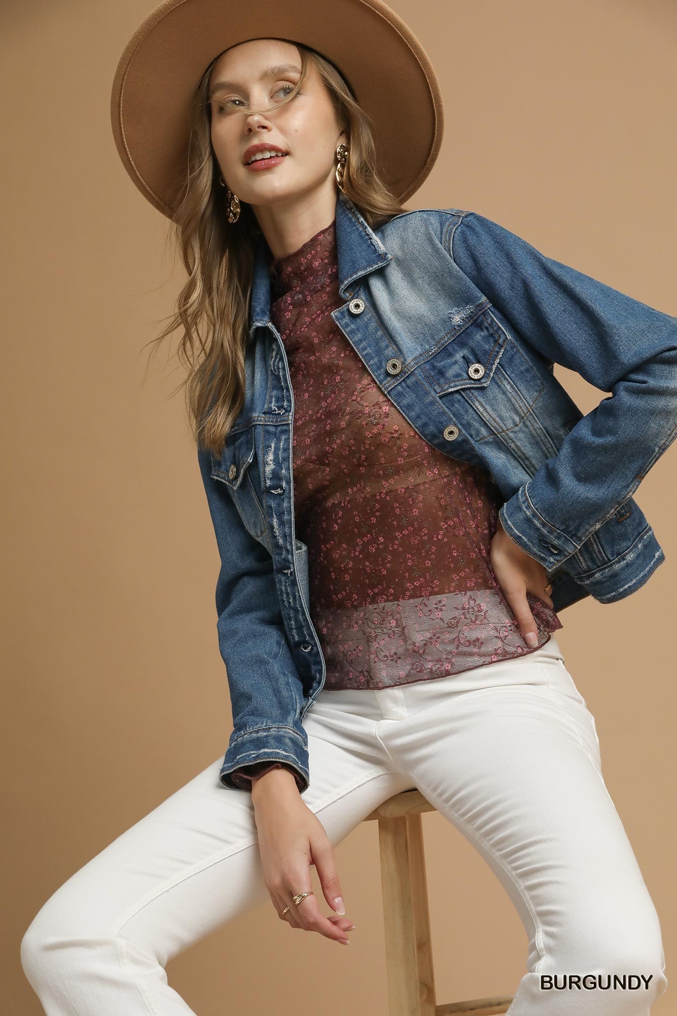Nylon Lace Mesh Long Sleeve Top, image 3