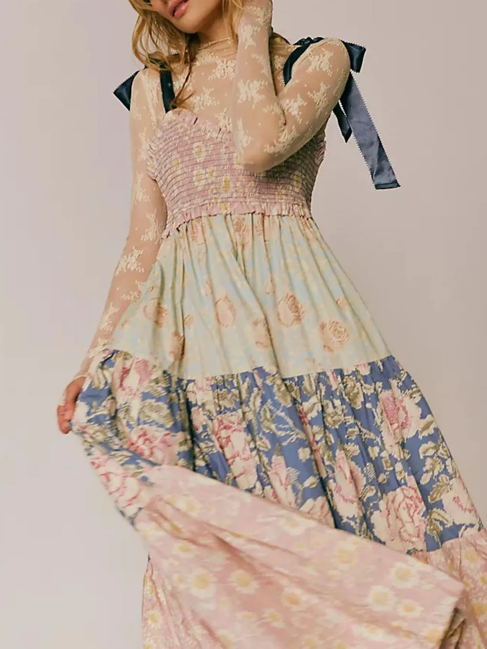 Printed V-Neck Tie Shoulder Cami Dress, image 6