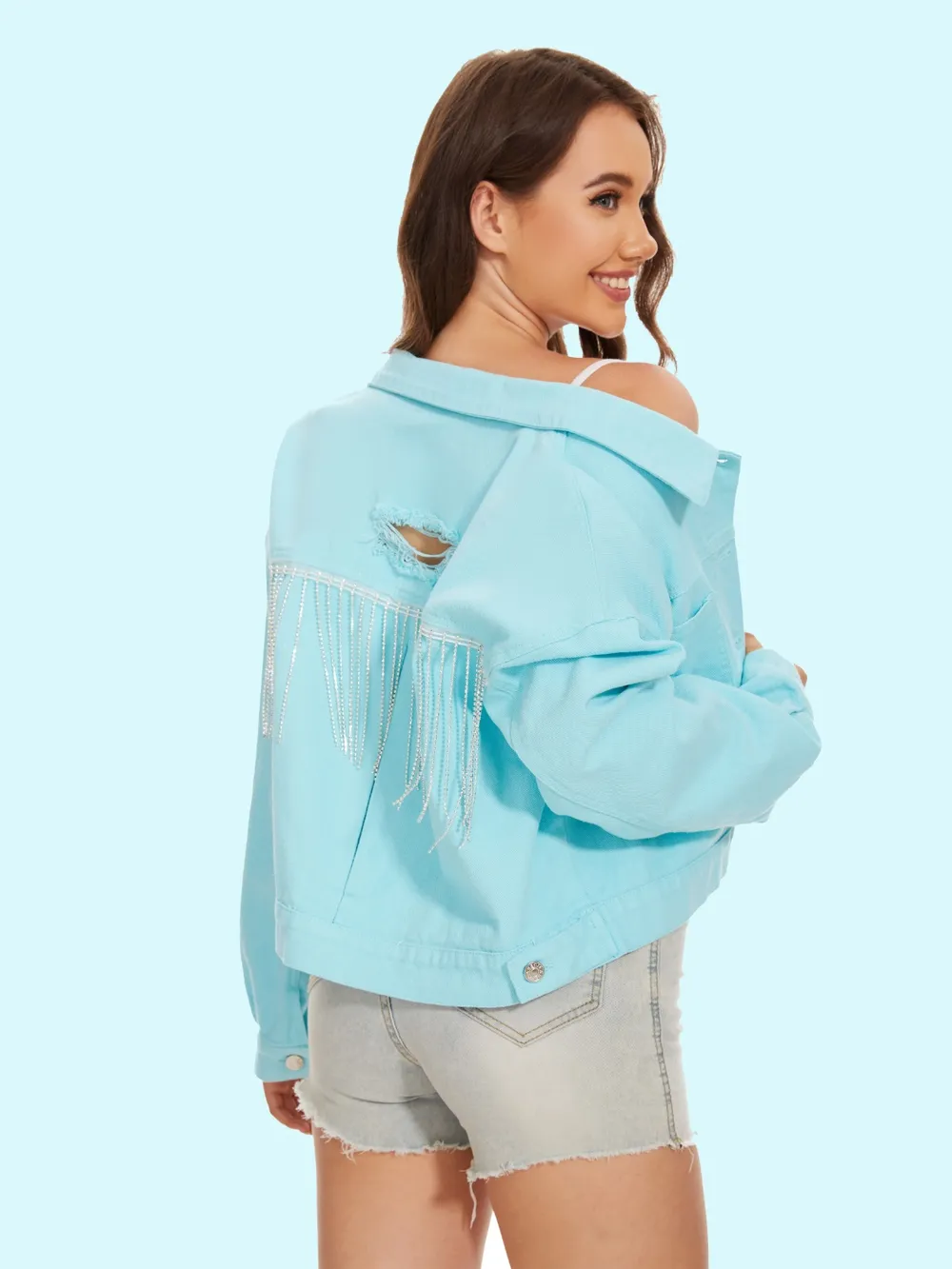 Distressed Distressed Button Up Denim Jacket, image 6
