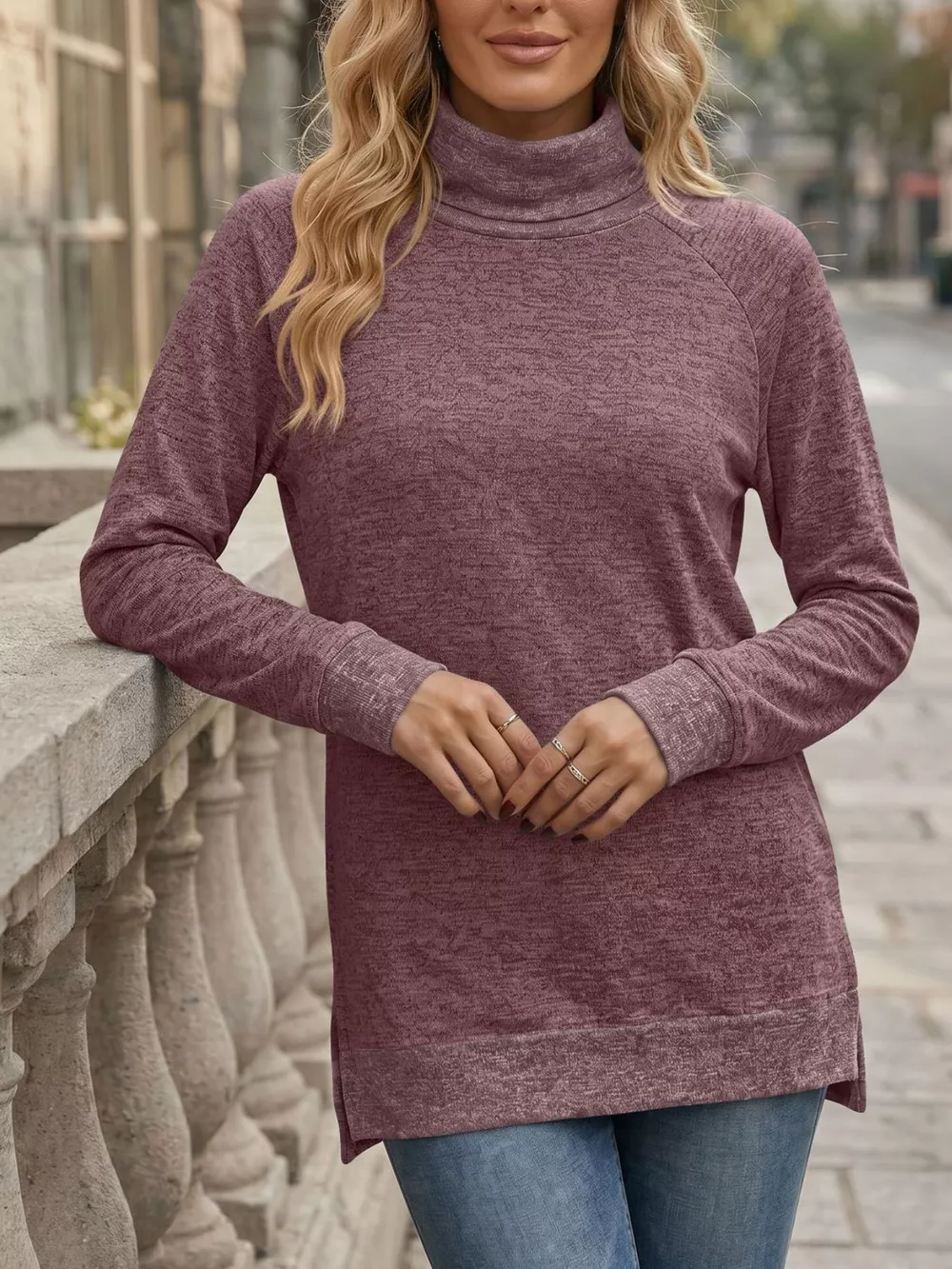 Turtleneck Raglan Sleeve T-Shirt, image 13