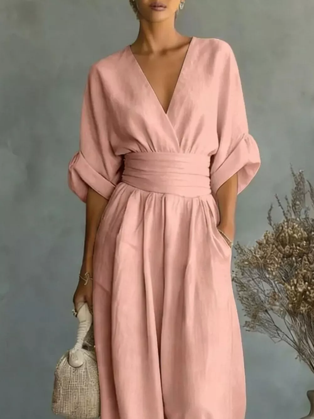 Full Size Half Sleeve Wide-Leg Jumpsuit Plus Size, image 8