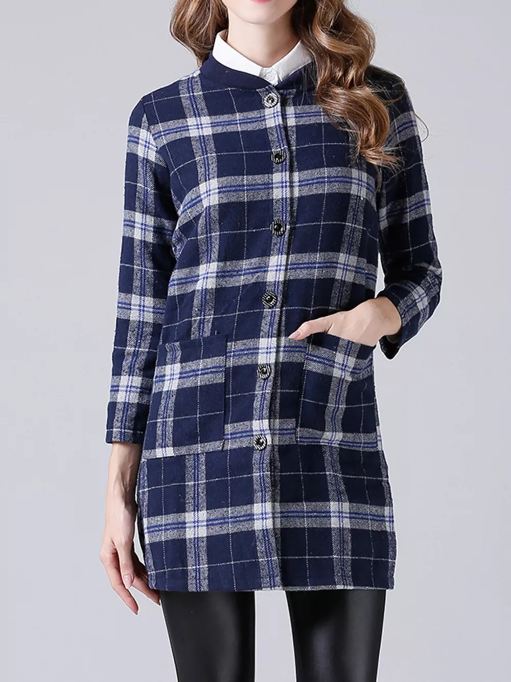 Plus Size Plaid Button-Down Longline Shirt, image 8