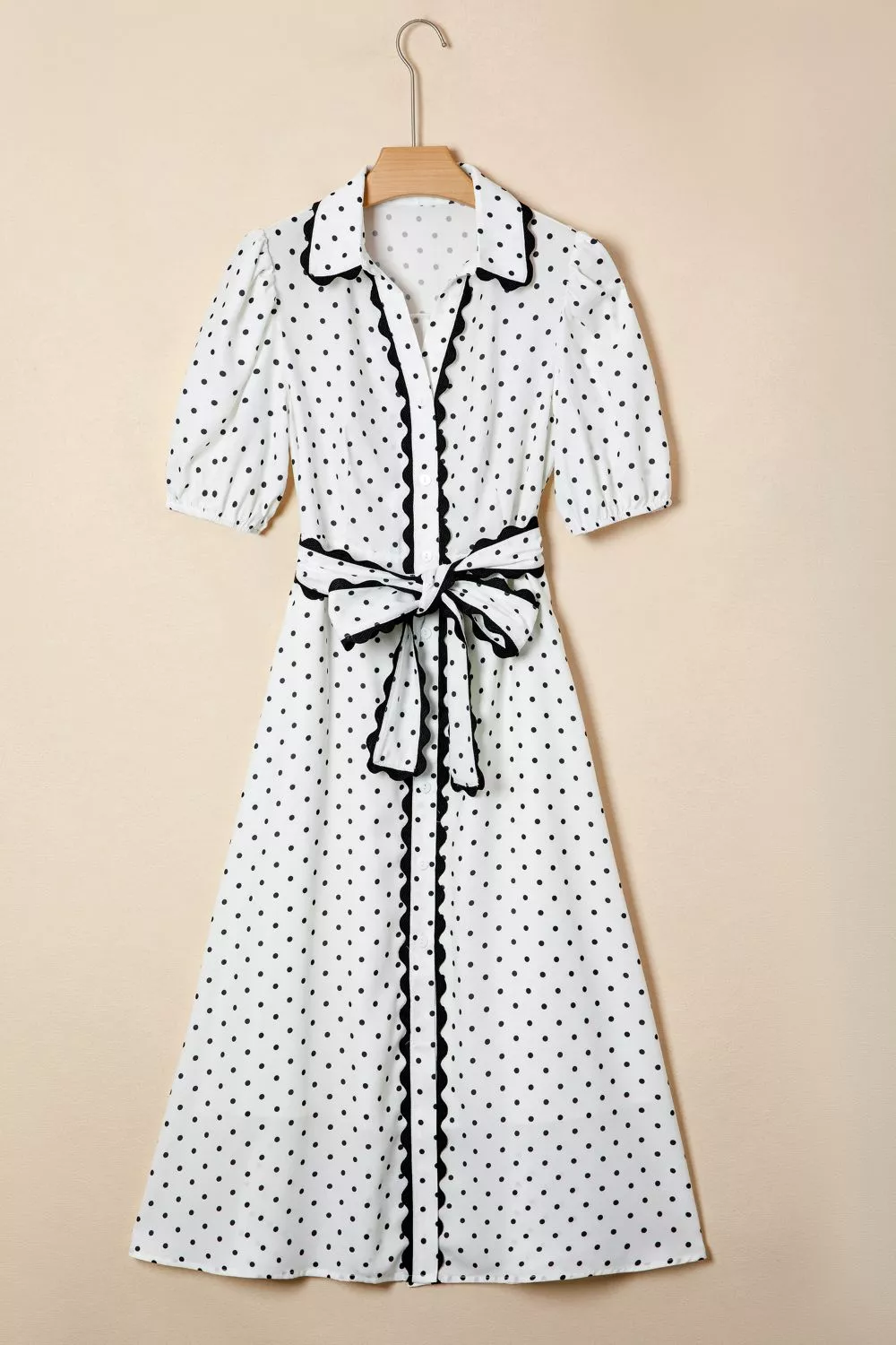 Polka Dot Half Sleeve Midi Dress, image 4