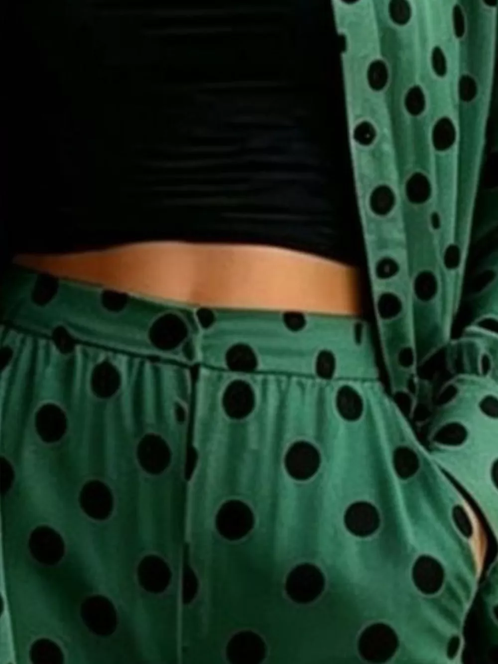 Full Size Polka Dot Shirt and Wide-Leg Pants Set Plus Size, image 8