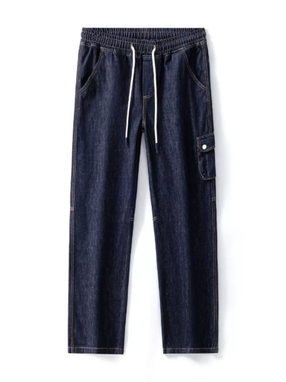 Men's Drawstring Washed Wide Leg Jeans, image 6