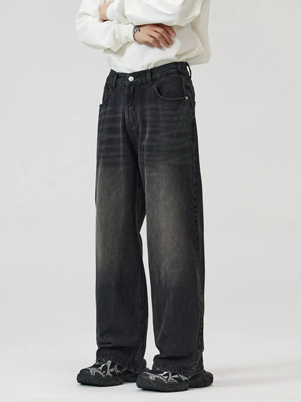 Men's Full Size Washed Straight Jeans Plus Size, image 5