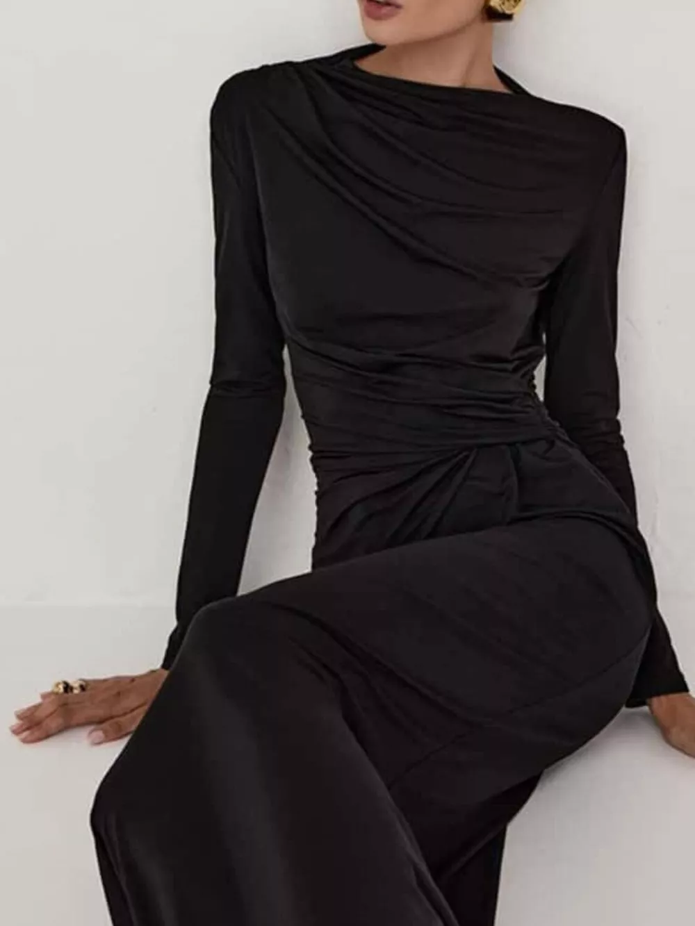 Ruched Long Sleeve Bodycon Maxi Dress, image 11