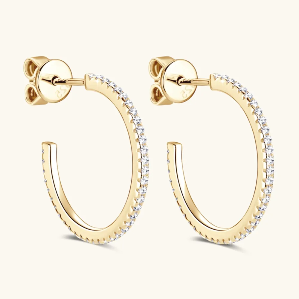 Inlaid Moissanite 925 Sterling Silver C-Hoop Earrings, image 4