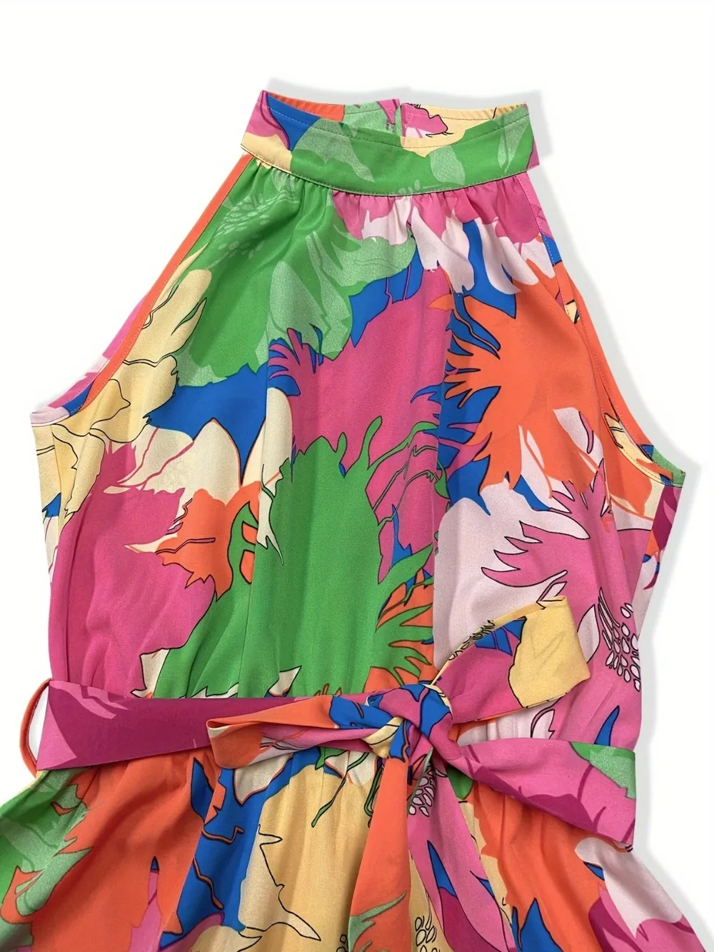 Tied Printed Mock Neck Sleeveless Dress, image 5