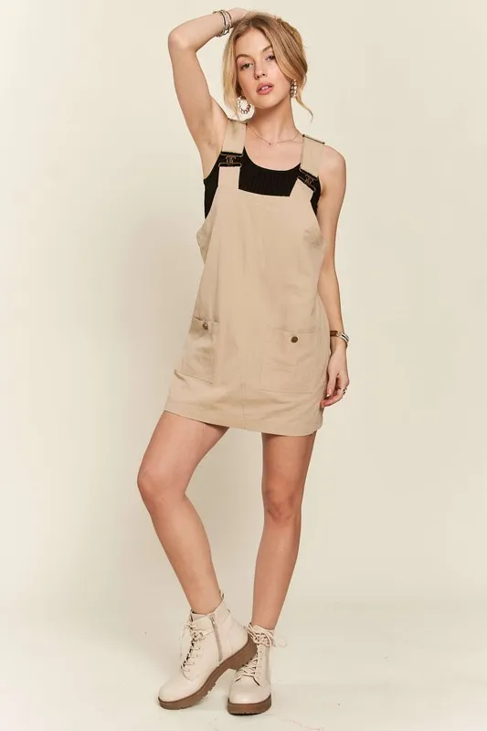 Adjustable Wide Strap Square Neck Overall Dress, image 7