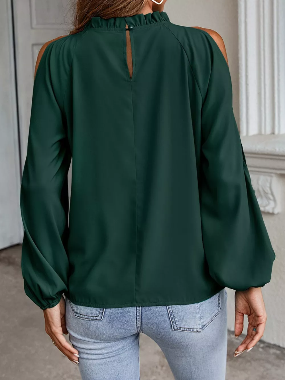 Cold Shoulder Frill Neck Blouse, image 12