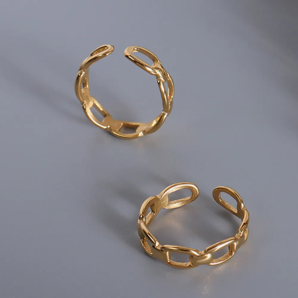 Titanium Steel Gold-Plated Adjustable Ring, image 5