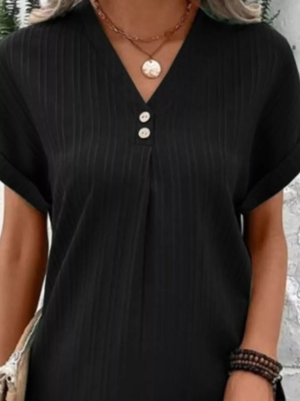Full Size Casual V-Neck Short Sleeve Dress Plus Size, image 5