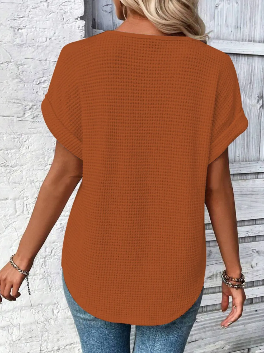 Crochet Lace Short Sleeve Casual T-Shirt, image 20