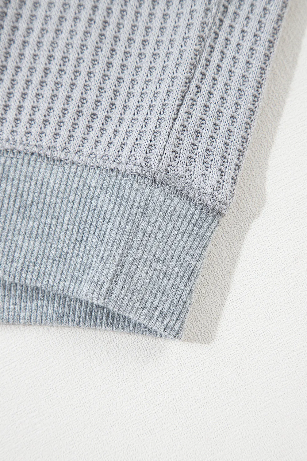 Waffle-Knit Round Neck Long Sleeve Top, image 6